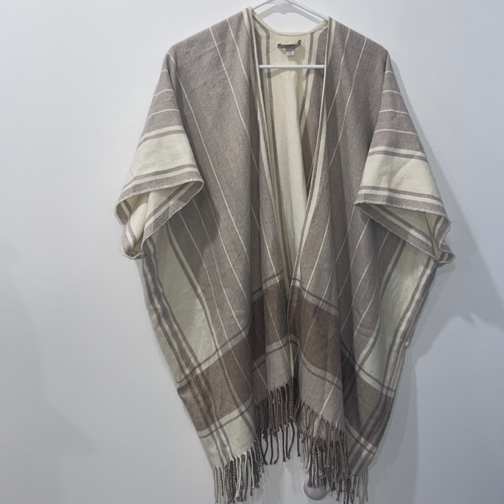 LOFT Shaw Sweater Cream + Tan Stripes